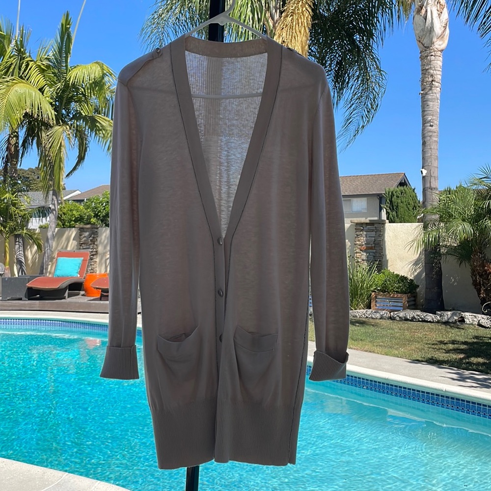Creme button-down long sleeve cardigan | Size L